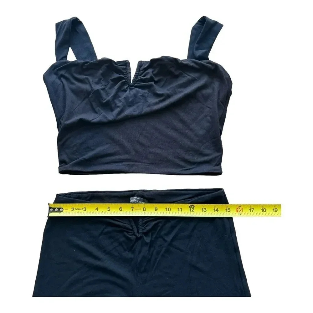 Naked wardrobe Black Flare Pant Soft Cropped Top Tank 2 PC Set Outfit Size 1X - Picture 5 of 15